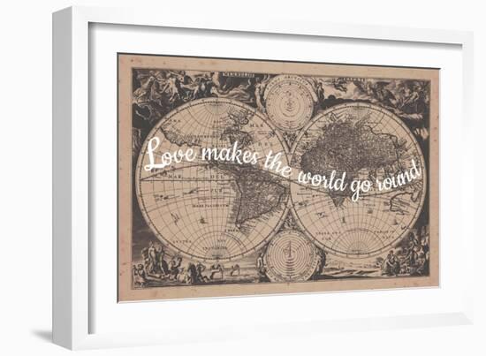 Love Makes the World Go Round - 1680, World Map-null-Framed Giclee Print