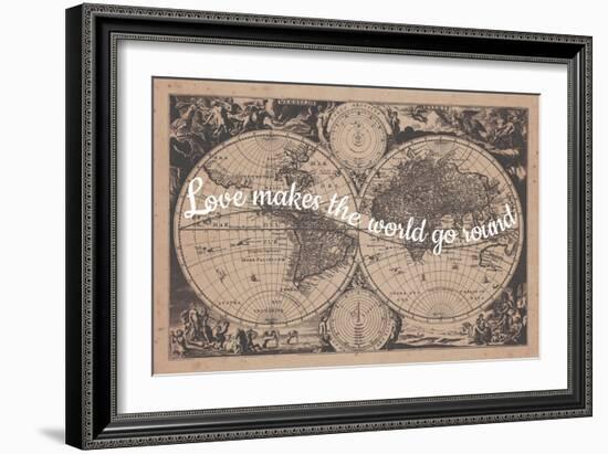 Love Makes the World Go Round - 1680, World Map-null-Framed Giclee Print