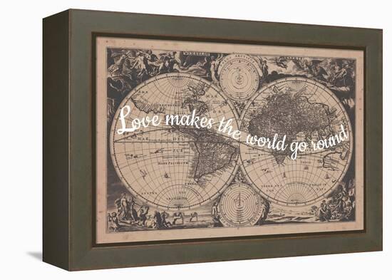 Love Makes the World Go Round - 1680, World Map-null-Framed Premier Image Canvas