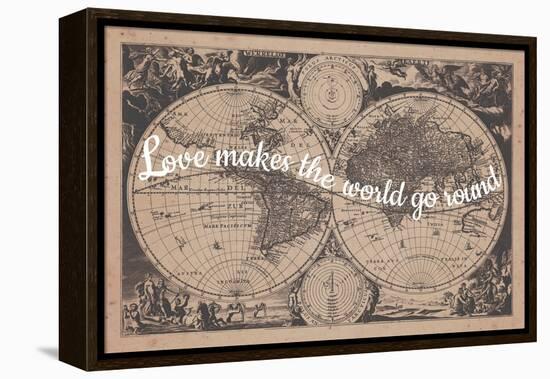 Love Makes the World Go Round - 1680, World Map-null-Framed Premier Image Canvas