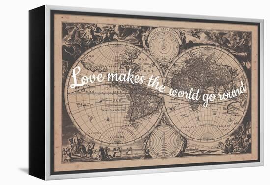 Love Makes the World Go Round - 1680, World Map-null-Framed Premier Image Canvas