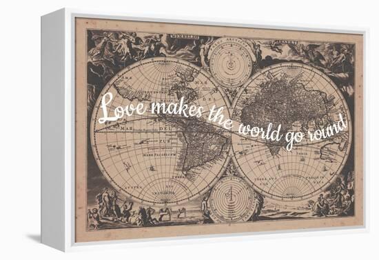 Love Makes the World Go Round - 1680, World Map-null-Framed Premier Image Canvas