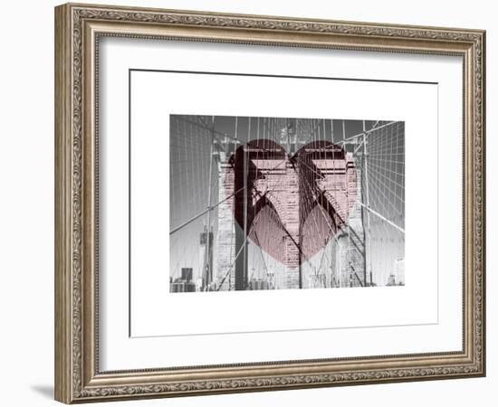 Love NY Series - The Brooklyn Bridge - Manhattan - New York - USA - B&W Photography-Philippe Hugonnard-Framed Art Print