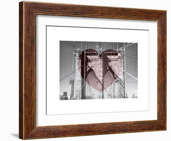 Love NY Series - The Brooklyn Bridge - Manhattan - New York - USA - B&W Photography-Philippe Hugonnard-Framed Art Print