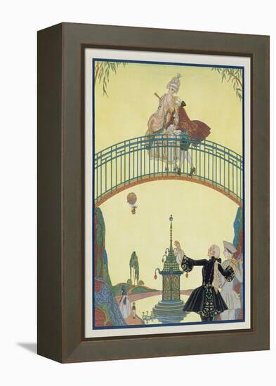 Love on the Bridge, Illustration for 'Fetes Galantes' by Paul Verlaine (1844-96) 1928-Georges Barbier-Framed Premier Image Canvas