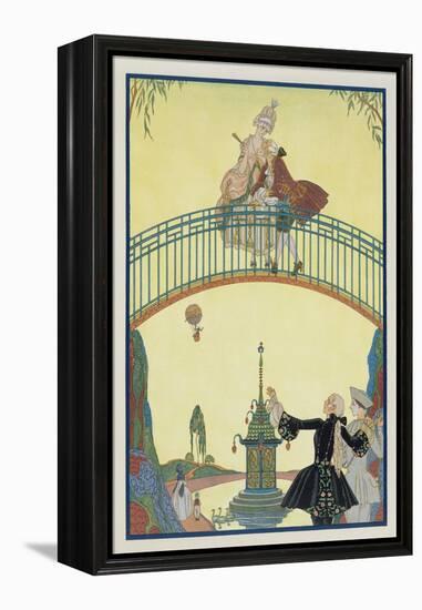 Love on the Bridge, Illustration for 'Fetes Galantes' by Paul Verlaine (1844-96) 1928-Georges Barbier-Framed Premier Image Canvas