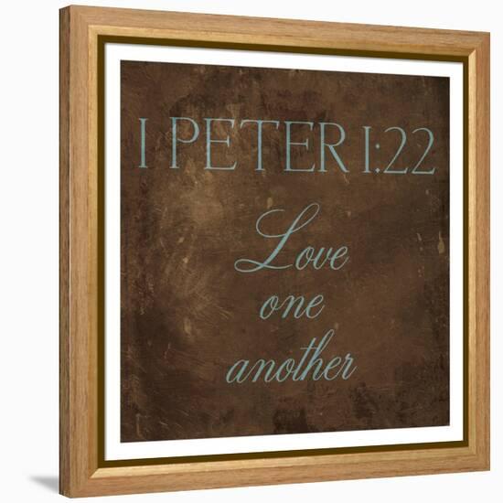 Love One Another Brown-Jace Grey-Framed Stretched Canvas