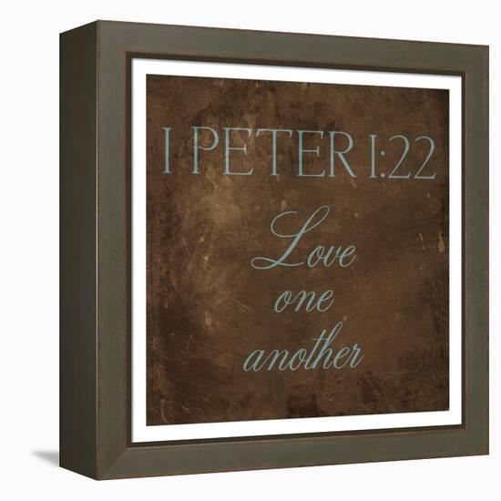 Love One Another Brown-Jace Grey-Framed Stretched Canvas