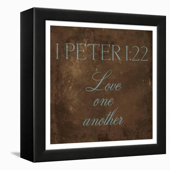 Love One Another Brown-Jace Grey-Framed Stretched Canvas