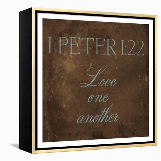 Love One Another Brown-Jace Grey-Framed Stretched Canvas