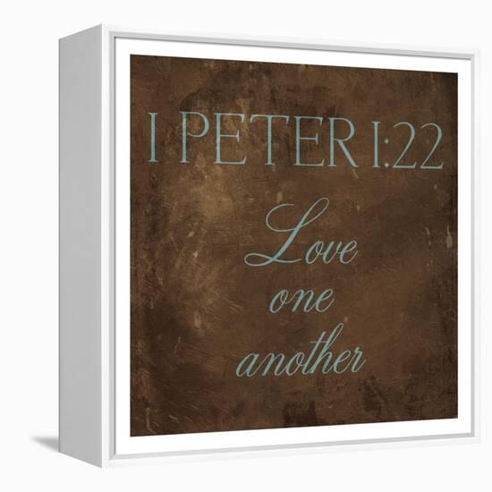 Love One Another Brown-Jace Grey-Framed Stretched Canvas