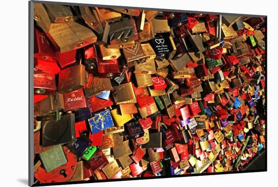 Love Padlocks on Hohenzollern Bridge, Cologne, North Rhine-Westphalia, Germany, Europe-Hans-Peter Merten-Mounted Photographic Print