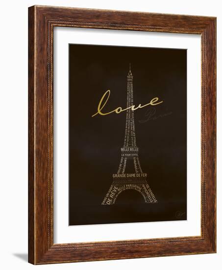 Love Paris - Black and Gold-Dominique Vari-Framed Premium Giclee Print