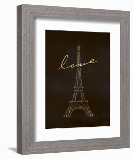 Love Paris - Black and Gold-Dominique Vari-Framed Art Print