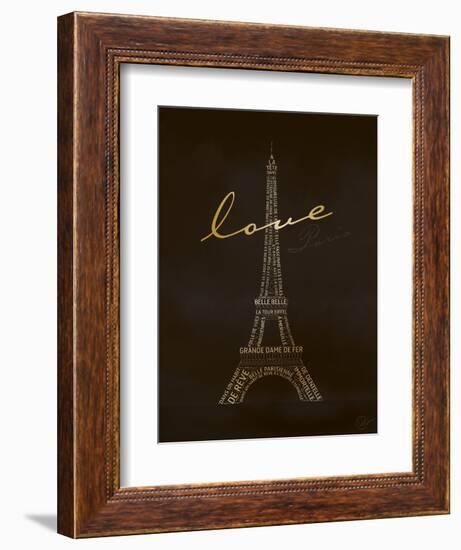 Love Paris - Black and Gold-Dominique Vari-Framed Art Print