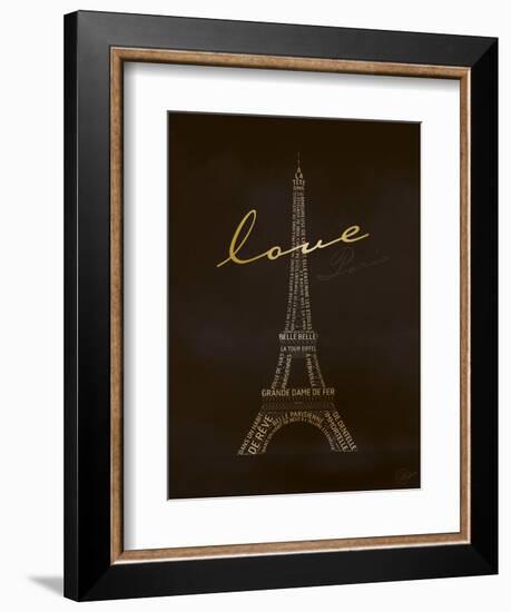 Love Paris - Black and Gold-Dominique Vari-Framed Art Print