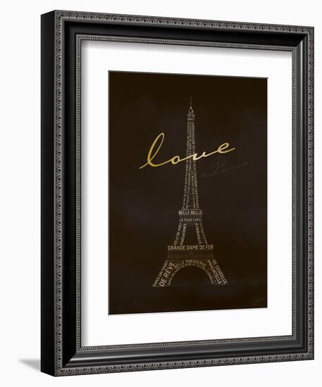 Love Paris - Black and Gold-Dominique Vari-Framed Art Print