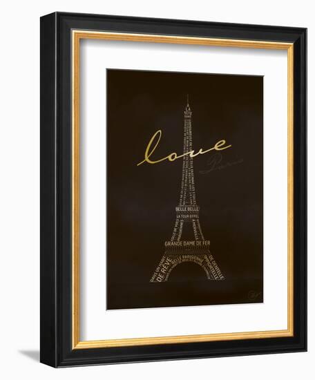 Love Paris - Black and Gold-Dominique Vari-Framed Art Print