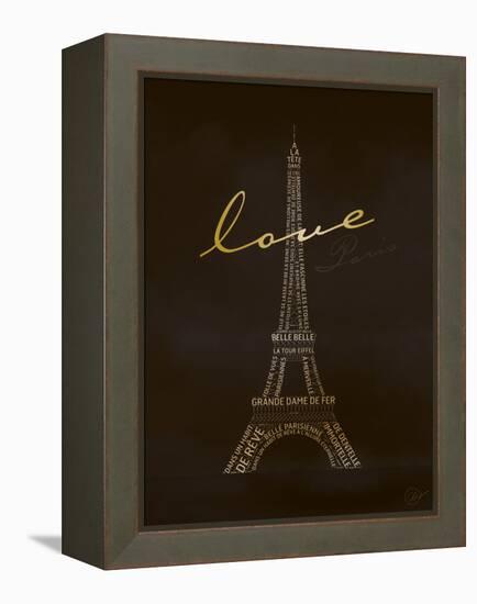 Love Paris - Black and Gold-Dominique Vari-Framed Stretched Canvas