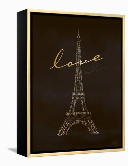 Love Paris - Black and Gold-Dominique Vari-Framed Stretched Canvas