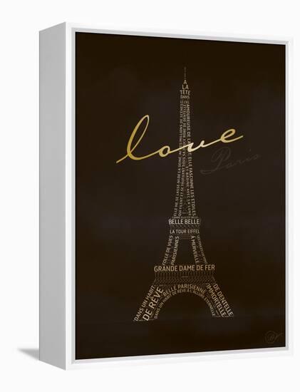 Love Paris - Black and Gold-Dominique Vari-Framed Stretched Canvas