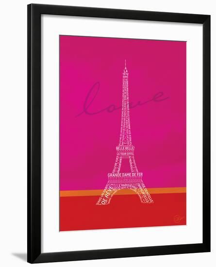 Love Paris - Pink and Red-Dominique Vari-Framed Art Print