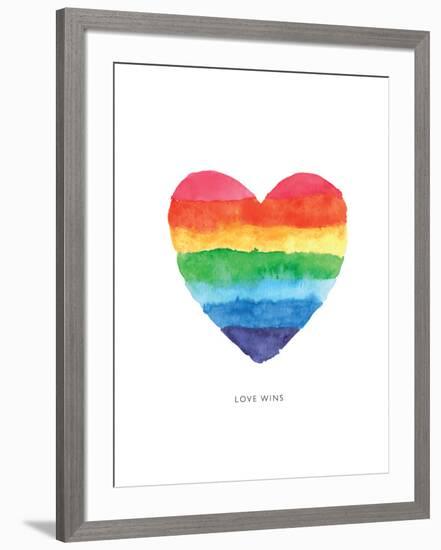 Love Wins Watercolor Rainbow Heart-Brett Wilson-Framed Art Print