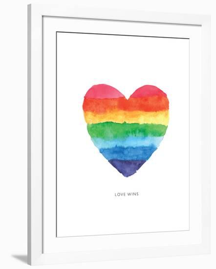 Love Wins Watercolor Rainbow Heart-Brett Wilson-Framed Art Print