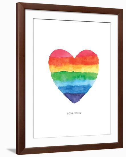 Love Wins Watercolor Rainbow Heart-Brett Wilson-Framed Art Print