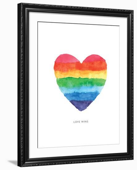 Love Wins Watercolor Rainbow Heart-Brett Wilson-Framed Art Print