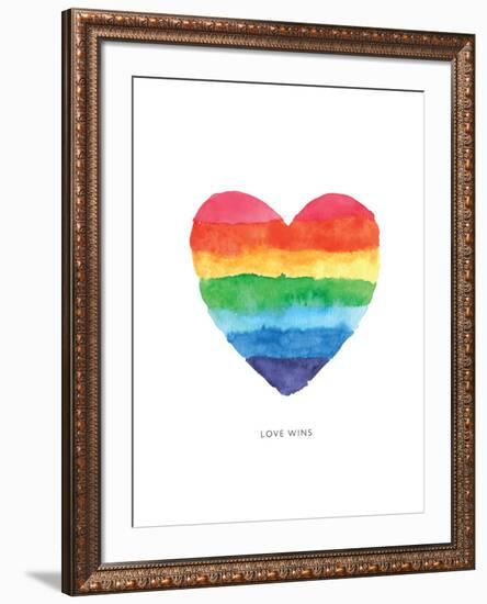 Love Wins Watercolor Rainbow Heart-Brett Wilson-Framed Art Print