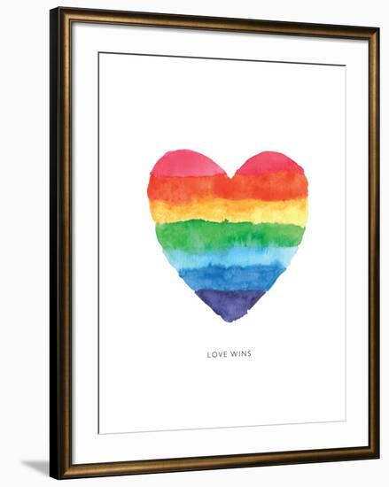 Love Wins Watercolor Rainbow Heart-Brett Wilson-Framed Art Print