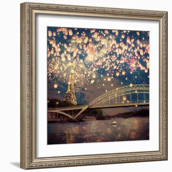 Love Wish Lanterns Over Paris-Paula Belle Flores-Framed Art Print