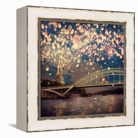 Love Wish Lanterns Over Paris-Paula Belle Flores-Framed Stretched Canvas