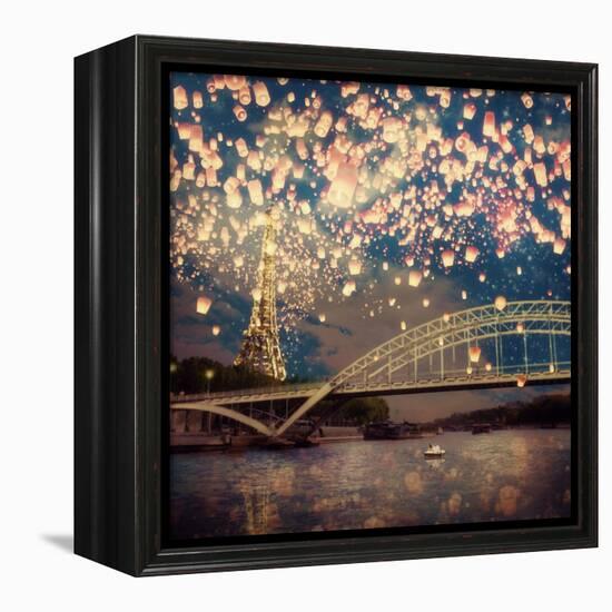 Love Wish Lanterns Over Paris-Paula Belle Flores-Framed Stretched Canvas