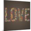 Love Word Made of Flowers, Birds and Leafs-smilewithjul-Mounted Art Print