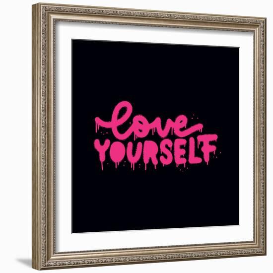 Love Yourself - Hand Lettering Spray Drawn Motivation Poster. Artistic Modern Urban Graffiti Callig-Svetlana Shamshurina-Framed Photographic Print