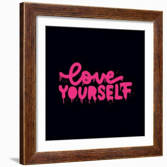 Love Yourself - Hand Lettering Spray Drawn Motivation Poster. Artistic Modern Urban Graffiti Callig-Svetlana Shamshurina-Framed Photographic Print