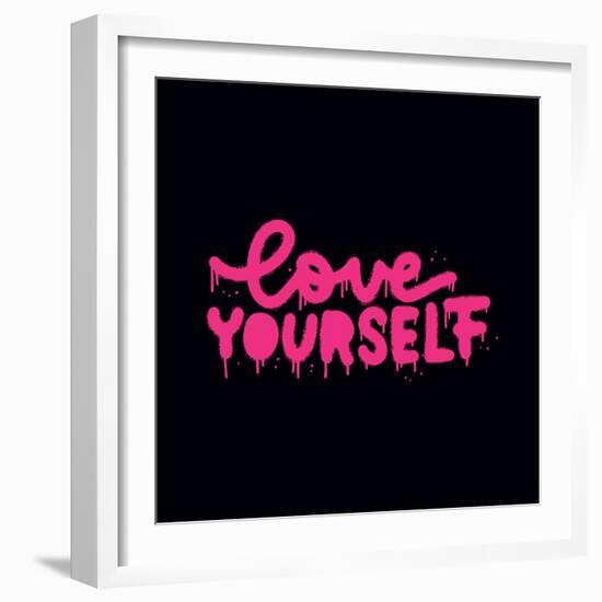 Love Yourself - Hand Lettering Spray Drawn Motivation Poster. Artistic Modern Urban Graffiti Callig-Svetlana Shamshurina-Framed Photographic Print