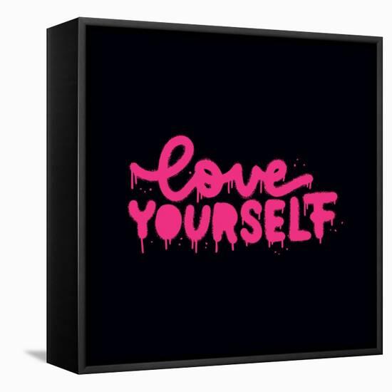 Love Yourself - Hand Lettering Spray Drawn Motivation Poster. Artistic Modern Urban Graffiti Callig-Svetlana Shamshurina-Framed Premier Image Canvas