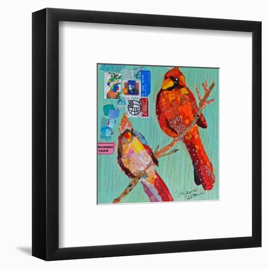 Lovebirds Cardinals-null-Framed Art Print