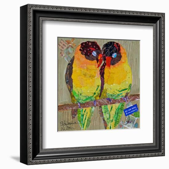 Lovebirds Yelllow-null-Framed Art Print