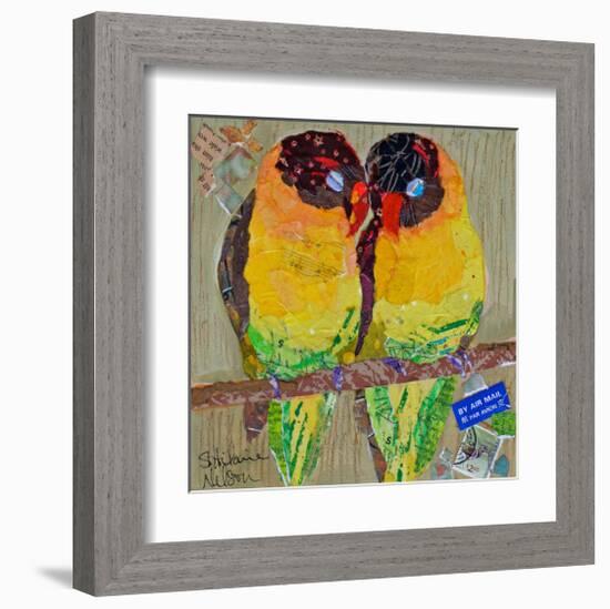 Lovebirds Yelllow-null-Framed Art Print