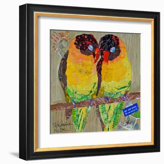 Lovebirds Yelllow-null-Framed Art Print