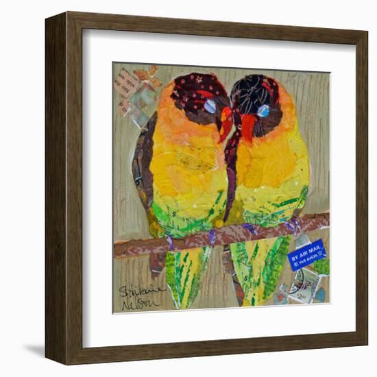 Lovebirds Yelllow-null-Framed Art Print