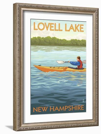 Lovell Lake, New Hampshire - Kayak Scene-Lantern Press-Framed Art Print