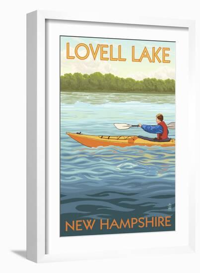 Lovell Lake, New Hampshire - Kayak Scene-Lantern Press-Framed Art Print