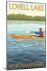 Lovell Lake, New Hampshire - Kayak Scene-Lantern Press-Mounted Art Print