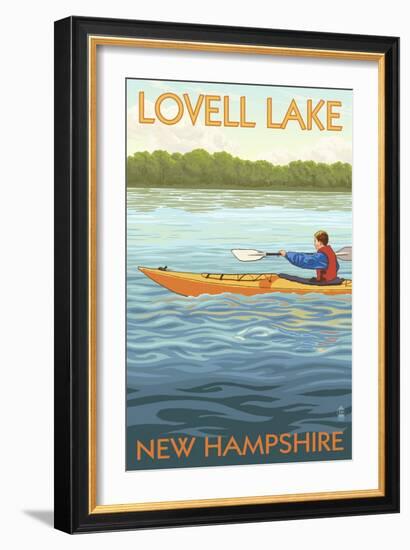 Lovell Lake, New Hampshire - Kayak Scene-Lantern Press-Framed Art Print