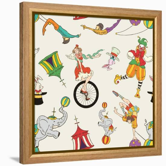 Lovely Circus Collection Seamless Isolated over Grey-Totallypic-Framed Stretched Canvas